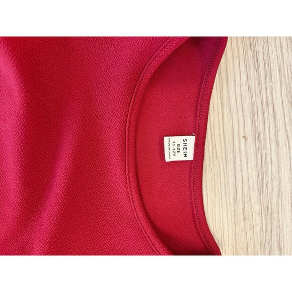 SHEIN Kids Deep Red Long Sleeve Dress With Pearls Size 11/12 - Picture 2 of 3